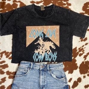Long live cowboys crop top